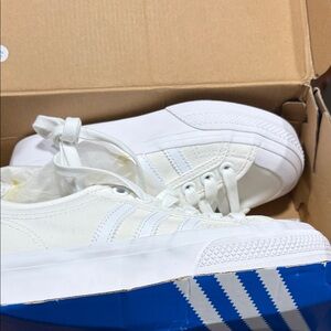 Adidas White and Blue Casual Sneakers